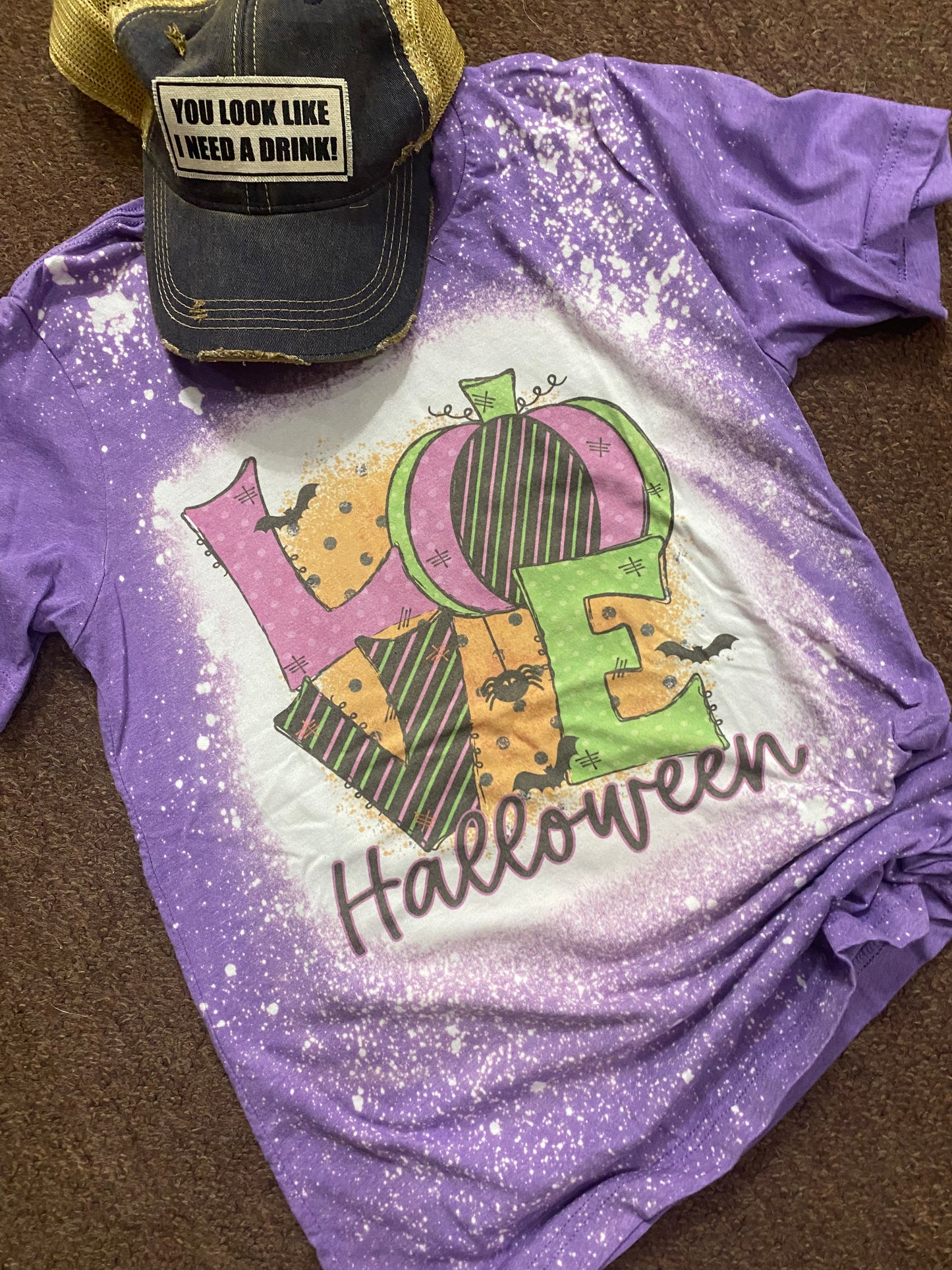 Halloween purple bleached tee